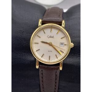 Gallant Womens Gold Tone Dress Watch Quartz Brown Leather New Battery